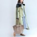 new autumn linght green patchwork cotton outwear plus size hooded maxi coat