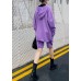 Women's autumn plus size fashion knitted cardigan shorts purple two-piece