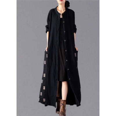 Elegant black plaid Coats Women oversize long winter coat fall lapel patchwork