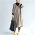 2021 vintage pockets khaki cotton long cardigans oversize long sleeve trench coats