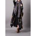 Fine blue print plus size clothing long fall lapel Button Down coat