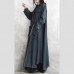 women black Winter coat oversized Notched pockets Elegant long sleeve denim patchwork long coats